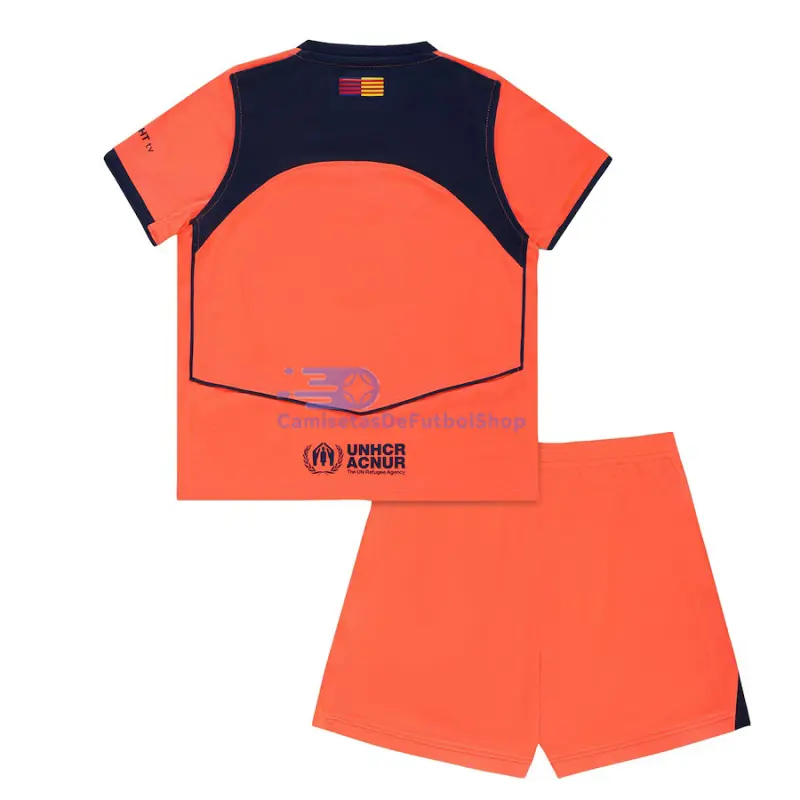 Camiseta Barcelona 2025/2026 3ª Equipación Naranja Niño Kit