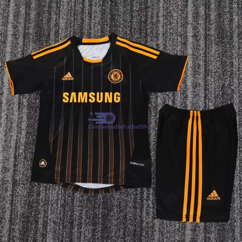 Camiseta Chelsea 2010/11 2ª Equipación Retro Negro/Naranja Niño Kit