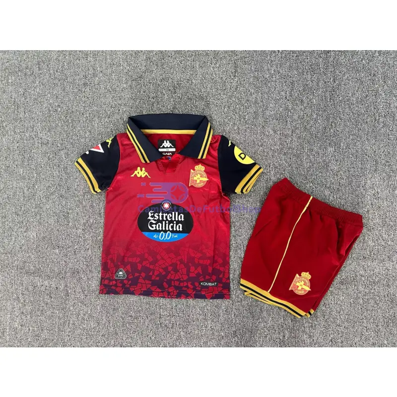 Camiseta Deportivo de La Coruña 2025/2026 2ª Equipación Rojo Niño Kit con Parche La Liga