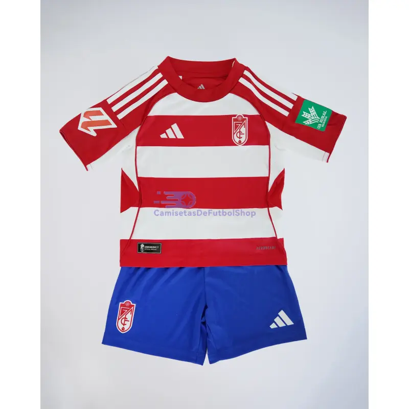 Camiseta Granada 2025/2026 1ª Equipación Rojo/Blanco Niño Kit con Parche La Liga