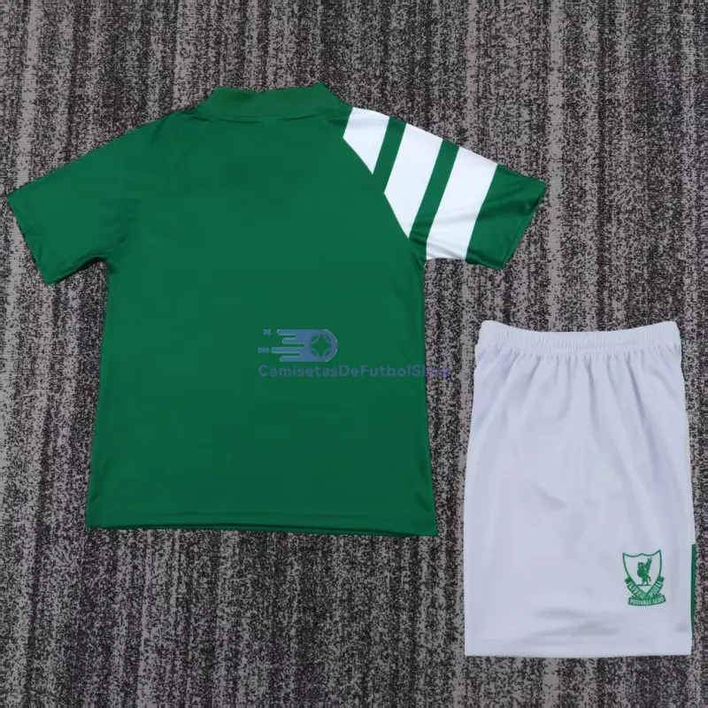 Camiseta Liverpool 1991/92 2ª Equipación Retro Verde/Blanco Niño Kit