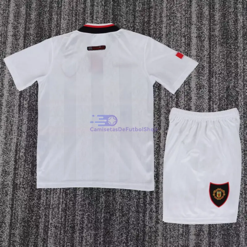 Camiseta Manchester United 1998/99 2ª Equipación Retro Blanco Niño Kit