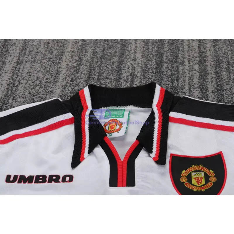 Camiseta Manchester United 1998/99 2ª Equipación Retro Blanco Niño Kit