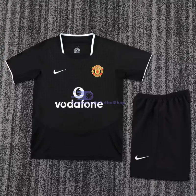 Camiseta Manchester United 2003/04 2ª Equipación Retro Negro Niño Kit