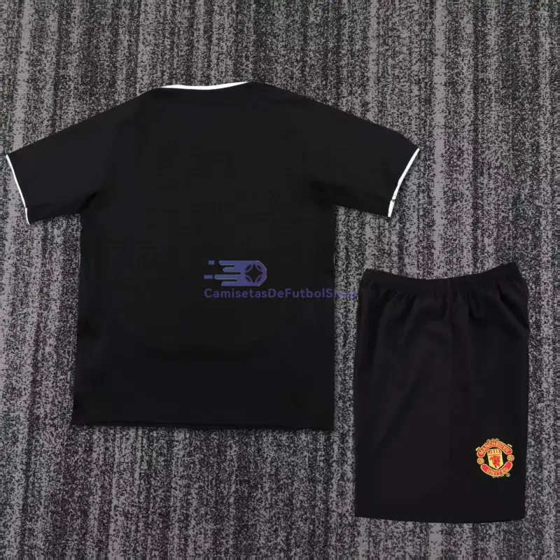 Camiseta Manchester United 2003/04 2ª Equipación Retro Negro Niño Kit