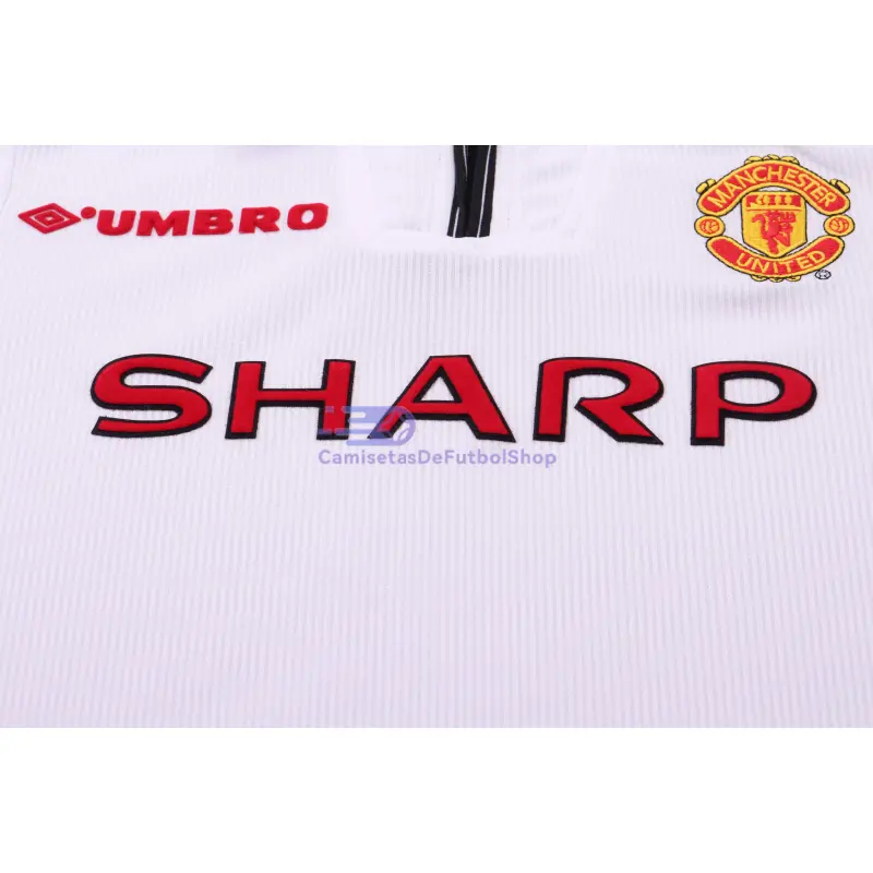 Camiseta Manchester United 1998/99 Edición Conmemorativa Blanco Niño Kit