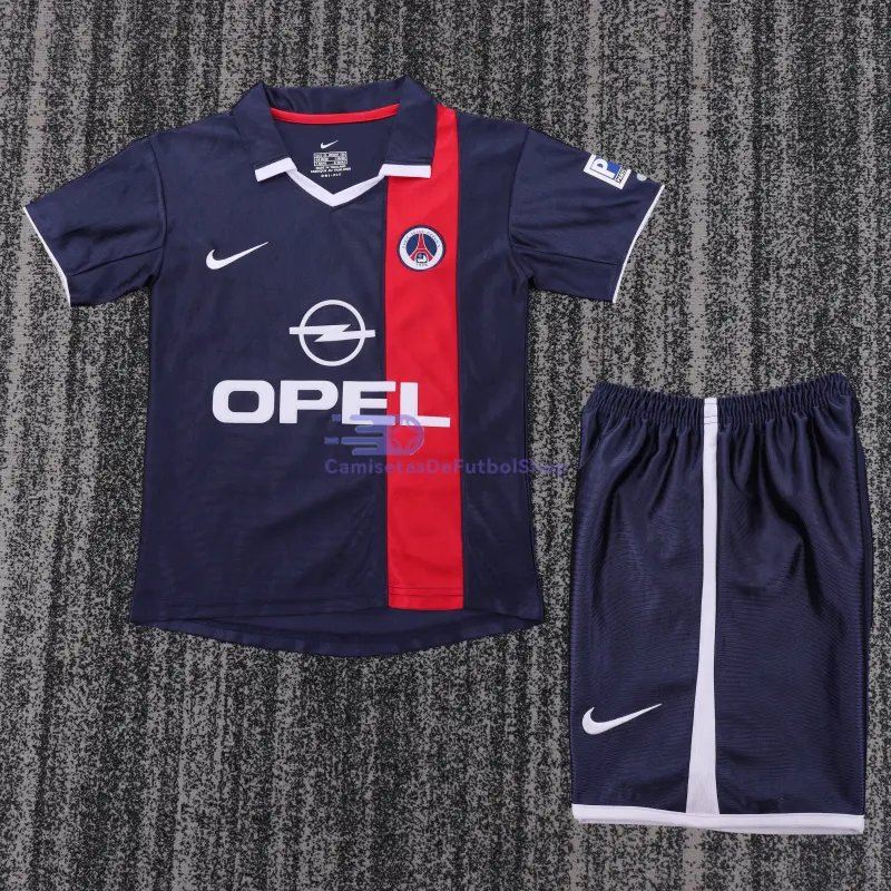 Camiseta PSG 2001/02 1ª Equipación Retro Azul Marino Niño Kit