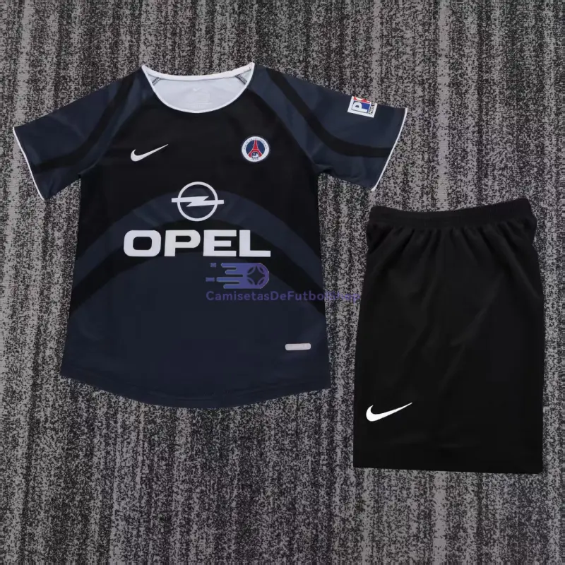 Camiseta PSG 2001/02 3ª Equipación Retro Negro/Azul Marino Niño Kit