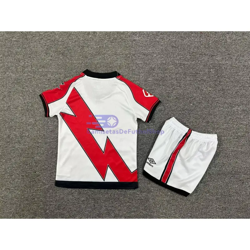 Camiseta Rayo Vallecano 2025/2026 1ª Equipación Blanco/Rojo Niño Kit con Parche La Liga