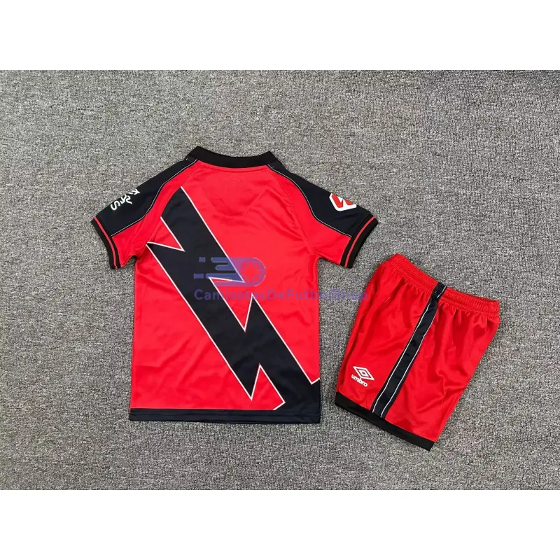 Camiseta Rayo Vallecano 2025/2026 2ª Equipación Rojo/Negro Niño Kit con Parche La Liga