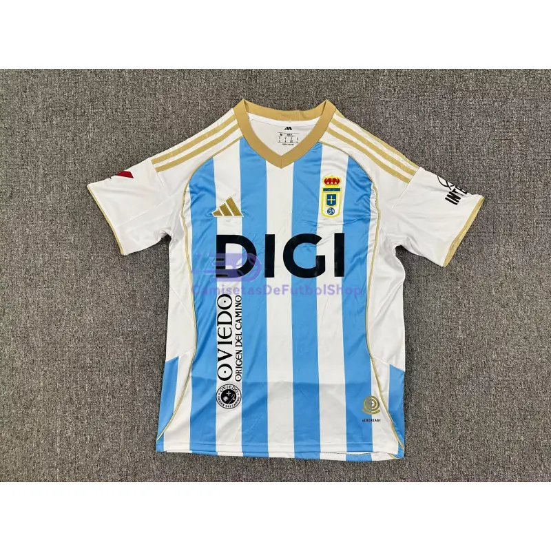 Camiseta Real Oviedo 2025/2026 3ª Equipación Azul/Blanco con Parche La Liga