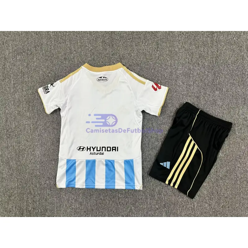 Camiseta Real Oviedo 2025/2026 3ª Equipación Azul/Blanco Niño Kit con Parche La Liga