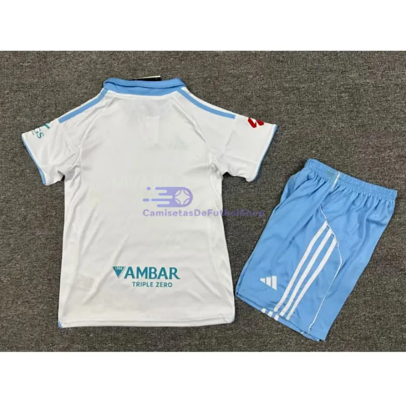 Camiseta Real Zaragoza 2025/2026 1ª Equipación Blanco/Azul Niño Kit con Parche La Liga