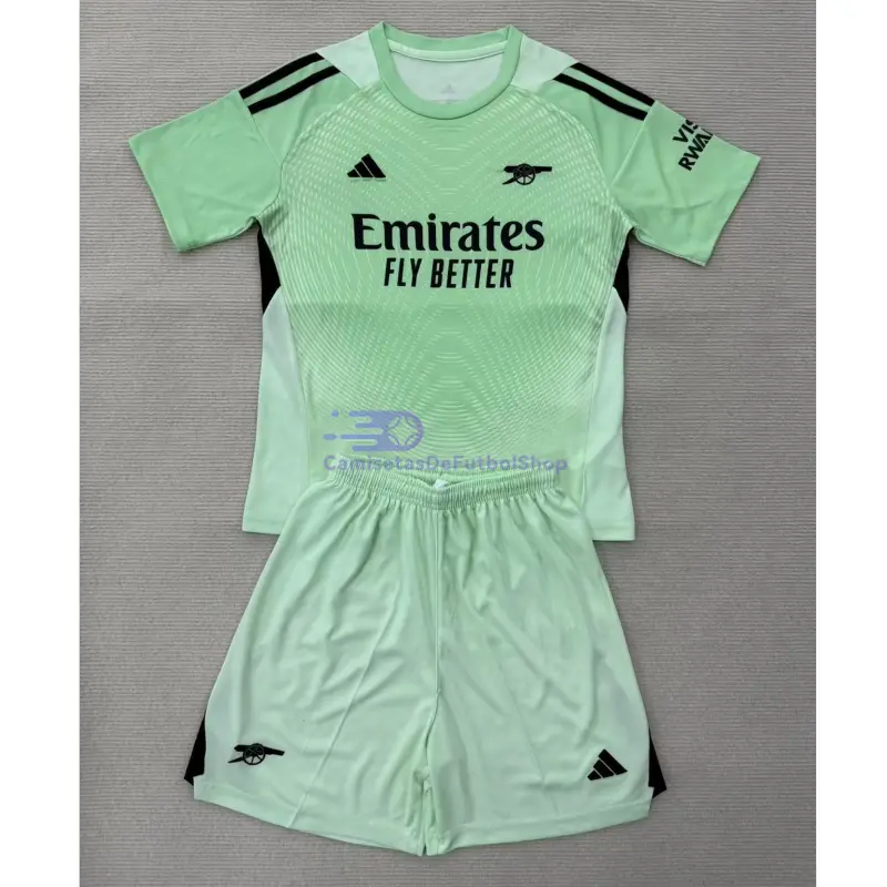 Camiseta de Portero Arsenal 2025/2026 Verde Claro/Negro Niño Kit
