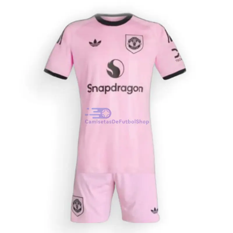 Camiseta de Portero Manchester United 2025/2026 Rosa Niño Kit