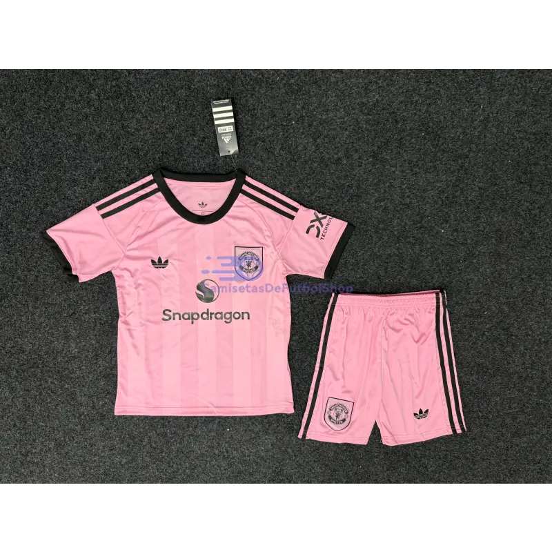 Camiseta de Portero Manchester United 2025/2026 Rosa Niño Kit
