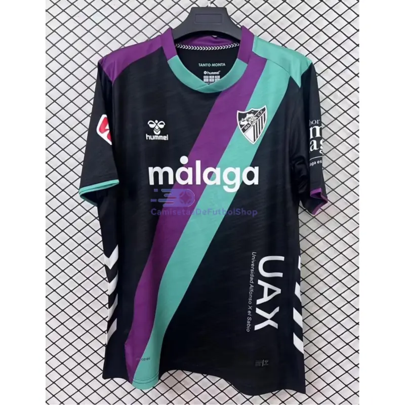 Camiseta Málaga CF 2025/2026 2ª Equipación Negro con Parche La Liga