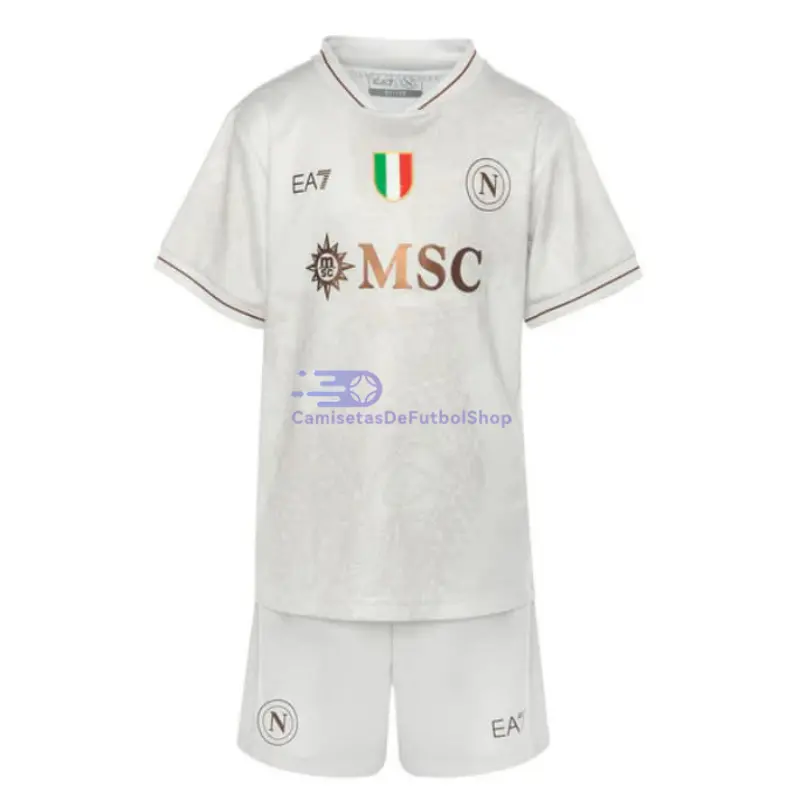 Camiseta Napoli 2025/2026 2ª Equipación Blanco Niño Kit