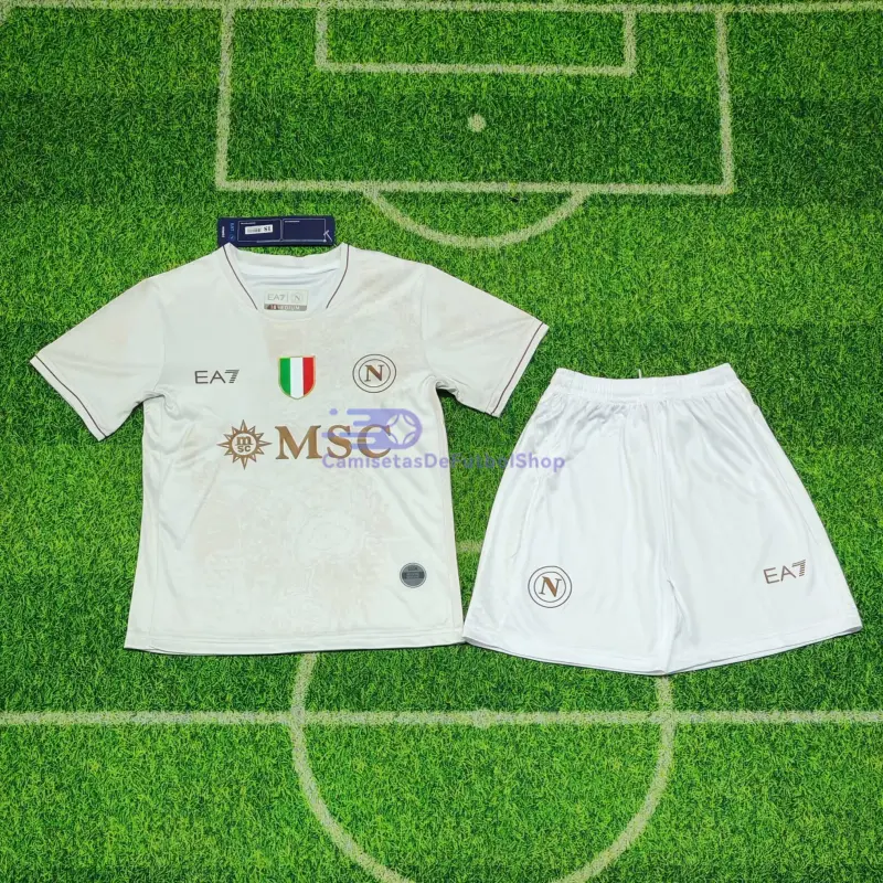 Camiseta Napoli 2025/2026 2ª Equipación Blanco Niño Kit