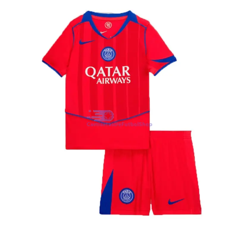 Camiseta PSG 2025/2026 3ª Equipación Rojo Niño Kit