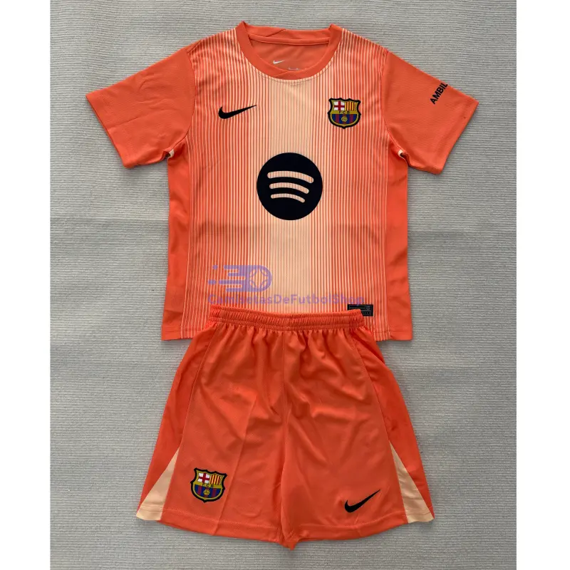 Camiseta de Portero Barcelona 2025/2026 Naranja Niño Kit