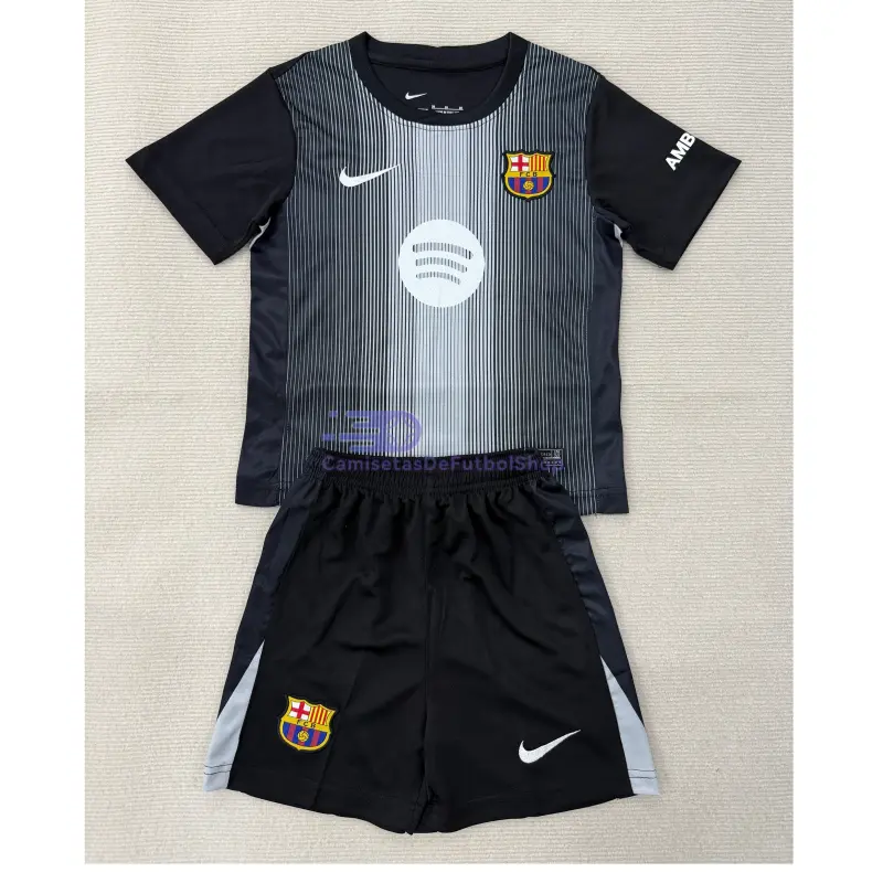 Camiseta de Portero Barcelona 2025/2026 Negro Niño Kit