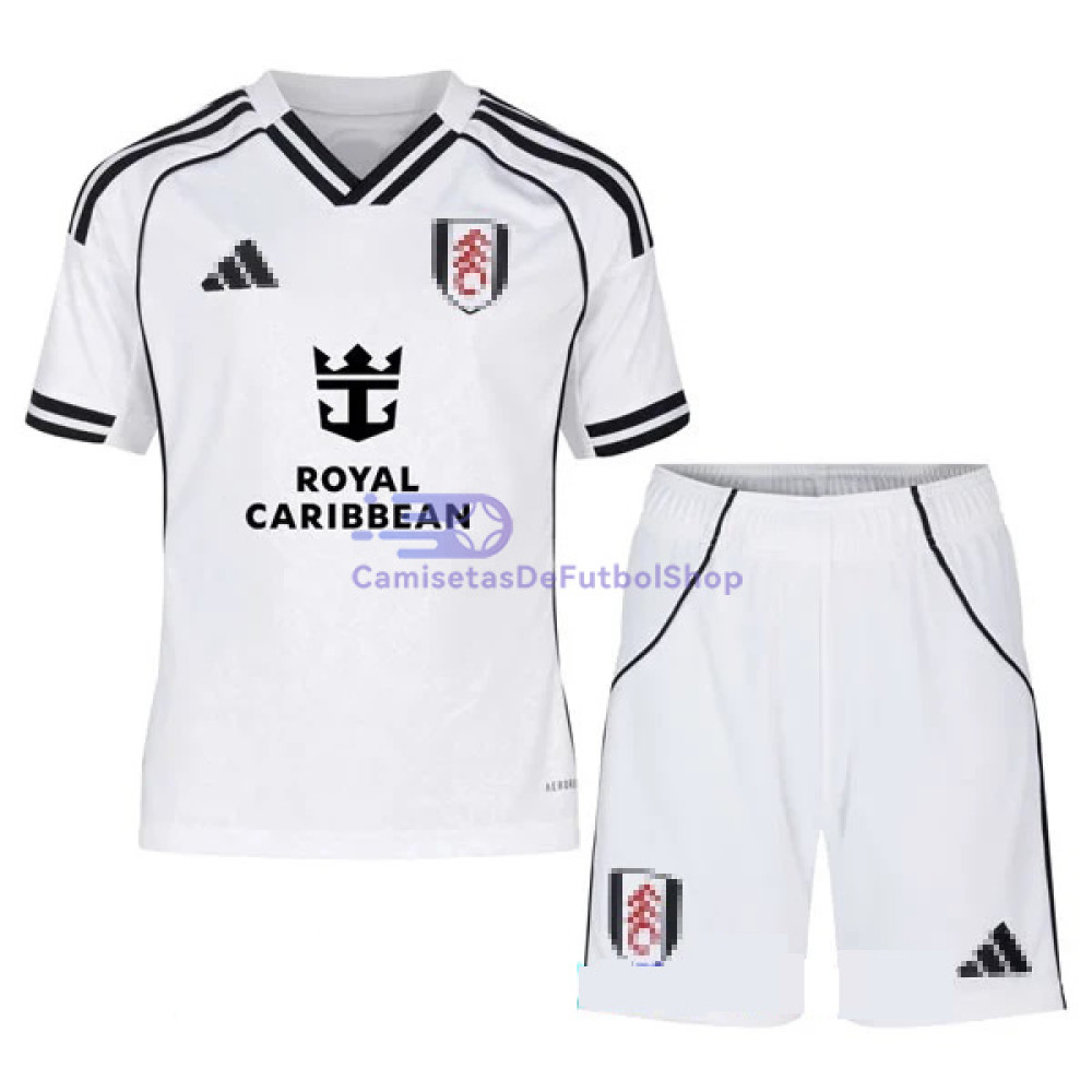 Camiseta Fulham F.C. 2025/2026 1ª Equipación Blanco Niño Kit	