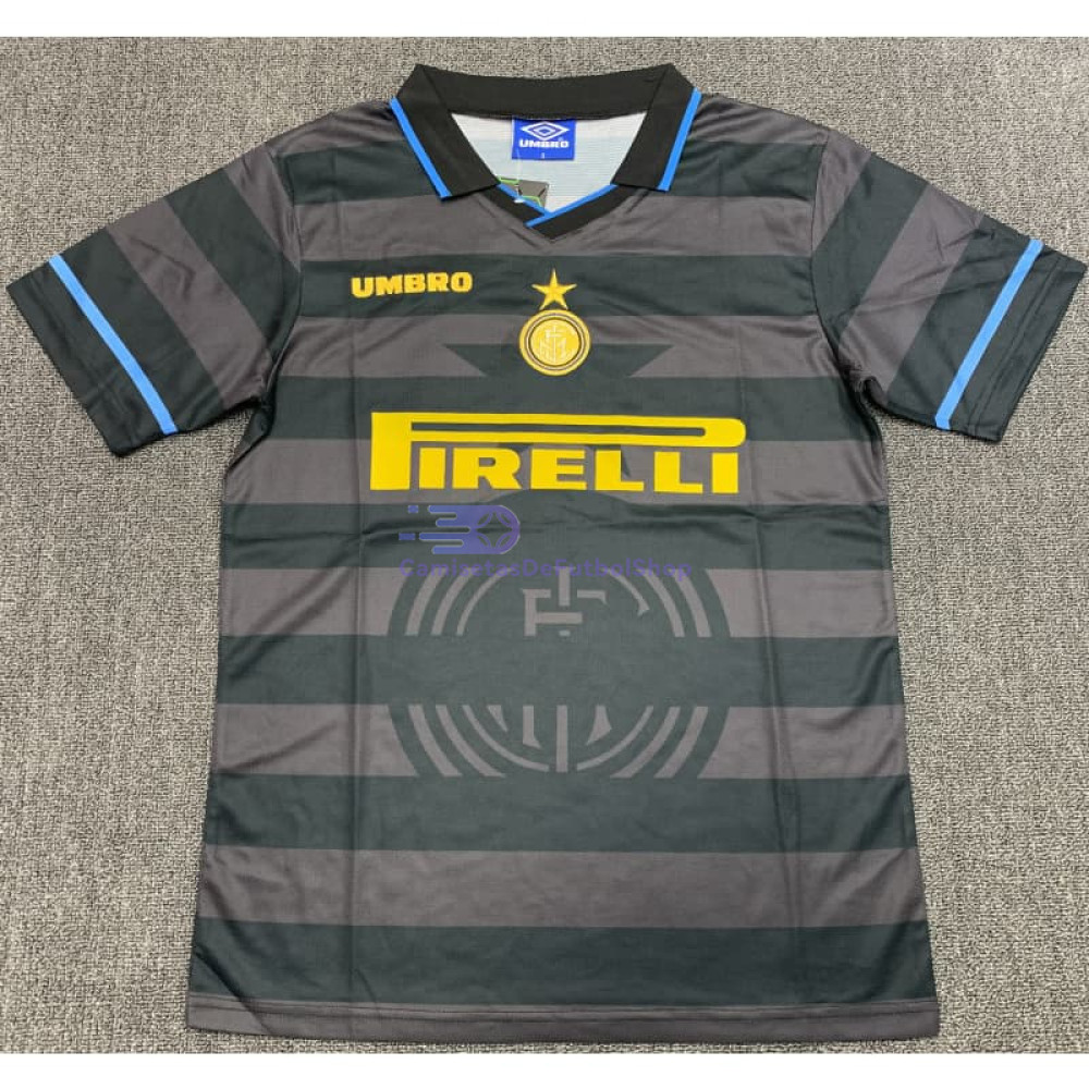 Camiseta Inter de Milan 3ª Equipación 1997/98 Gris/Negro