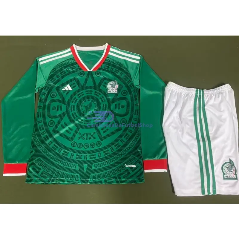Camiseta México 2025/2026 1ª Equipación ML Verde Niño Kit