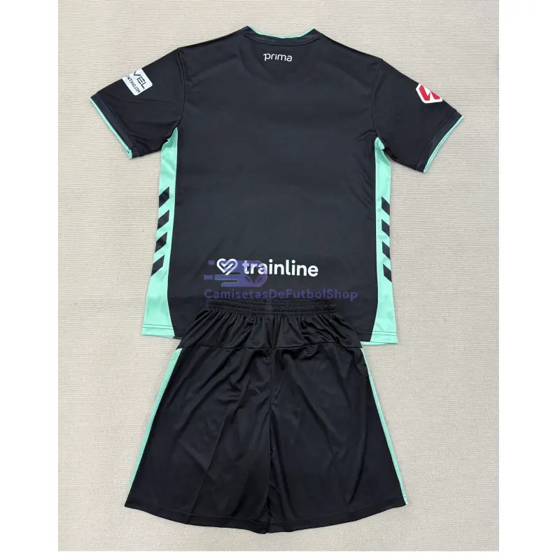 Camiseta Real Betis 2025/2026 3ª Equipación Negro Niño Kit con Parche La Liga