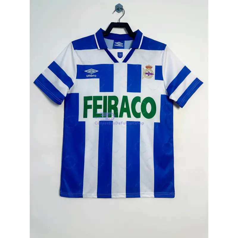 Camiseta Deportivo de La Coruña 1994/95 1ª Equipación Retro Blanco/Azul
