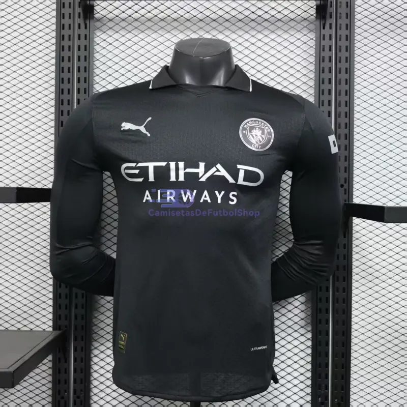 Camiseta Manchester City 2025/2026 2ª Equipación ML Negro (EDICIÓN JUGADOR)