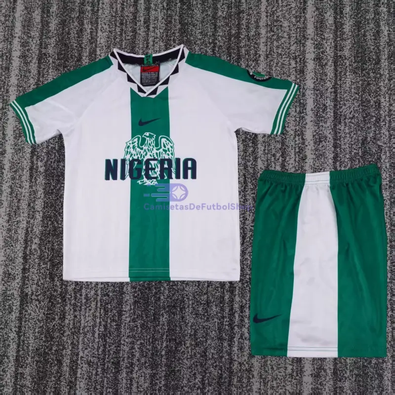 Camiseta Nigeria 1996 2ª Equipación Retro Blanco/Verde Niño Kit