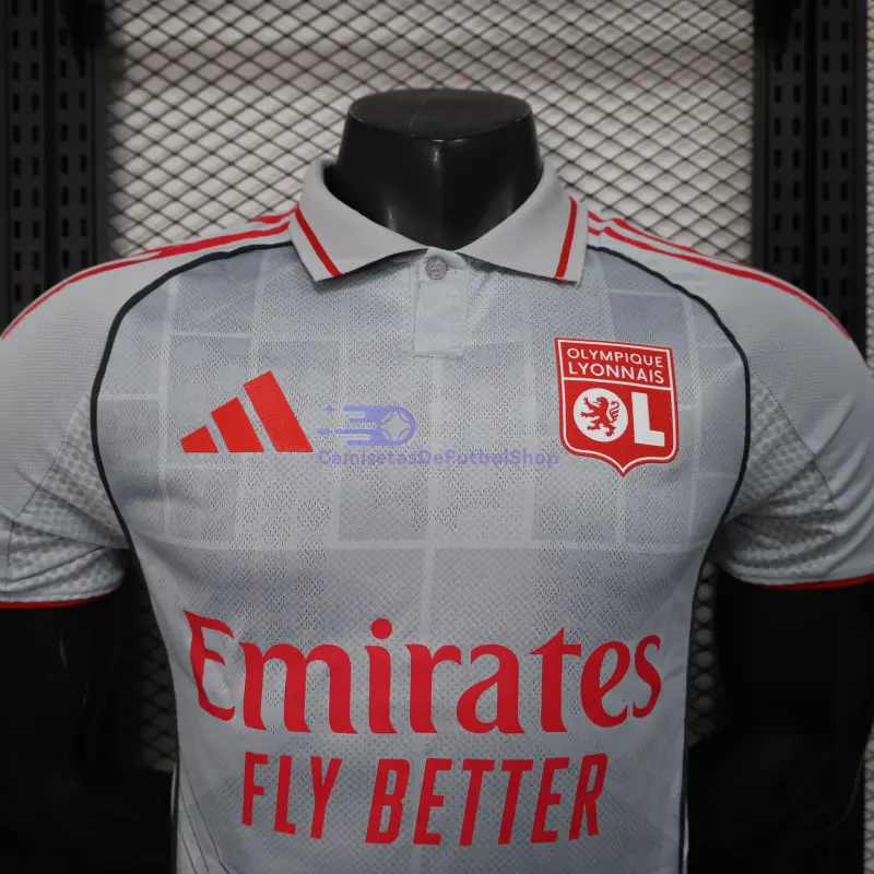 Camiseta Olympique De Lyon 2025/2026 3ª Equipación Gris (EDICIÓN JUGADOR)