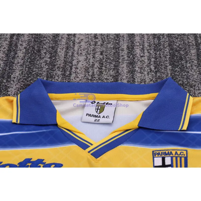 Camiseta Parma Calcio 1998/99 1ª Equipación Retro Amarillo/Azul Niño Kit