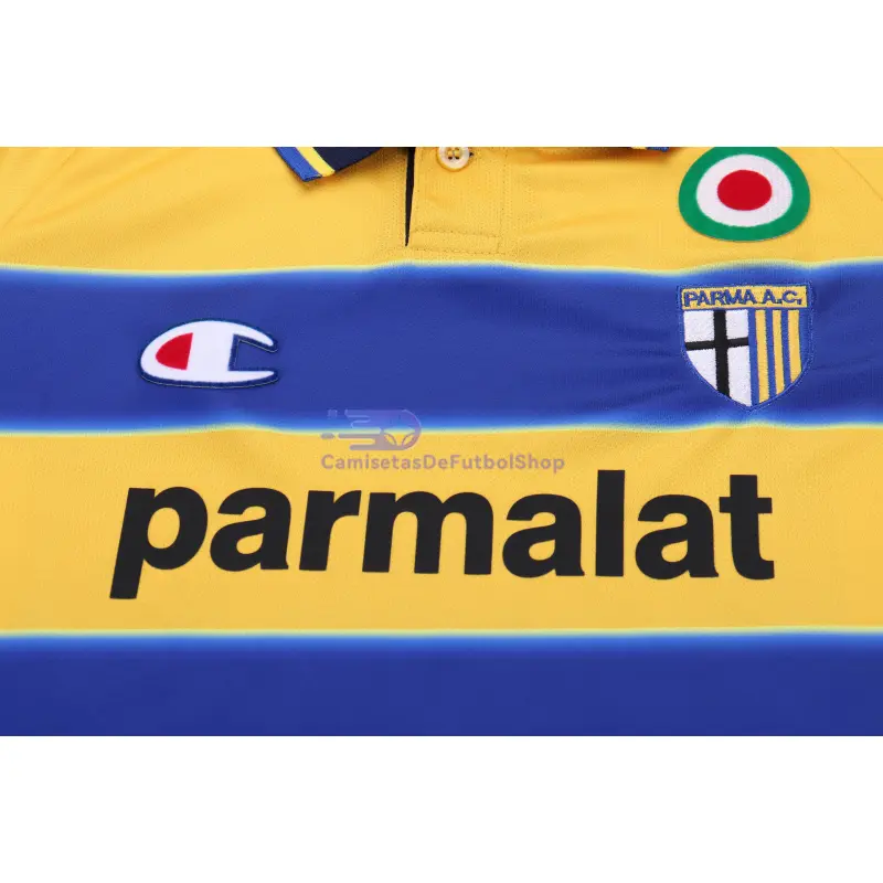 Camiseta Parma Calcio 1999/00 1ª Equipación Retro Amarillo/Azul Niño Kit