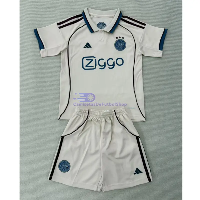 Camiseta Ajax 2025/2026 3ª Equipación Blanco Roto Niño Kit