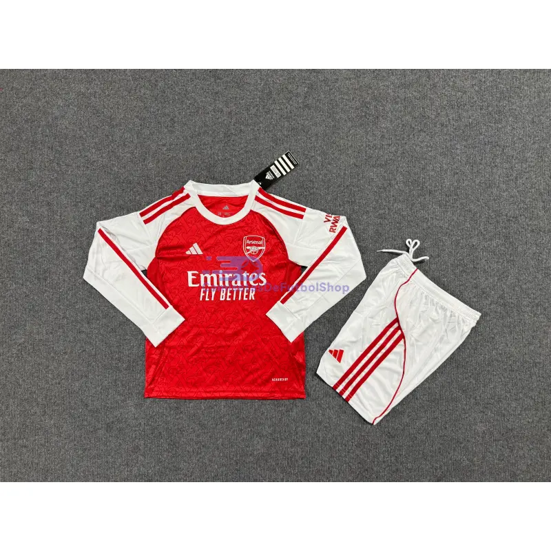 Camiseta Arsenal 2025/2026 1ª Equipación ML Rojo/Blanco Niño Kit