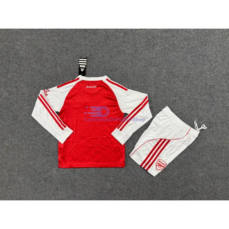 Camiseta Arsenal 2025/2026 1ª Equipación ML Rojo/Blanco Niño Kit