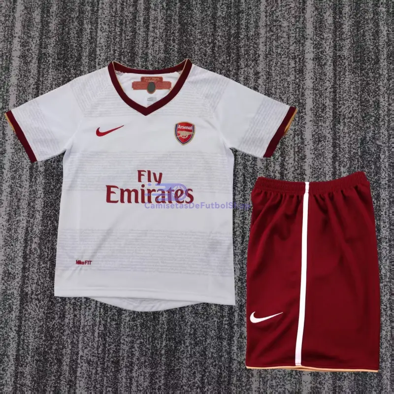 Camiseta Arsenal 2007/08 2ª Equipación Retro Blanco Niño Kit