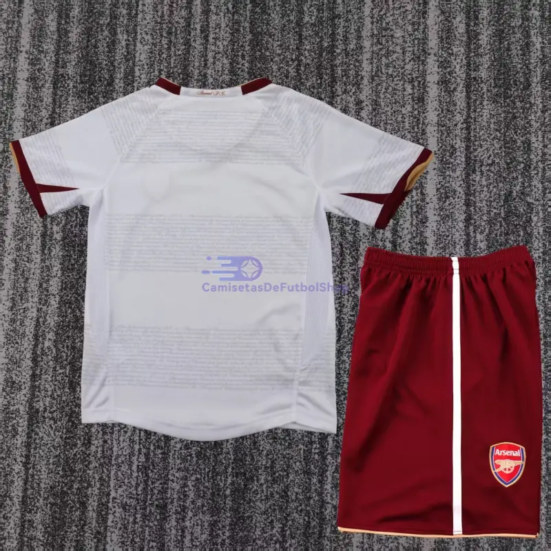 Camiseta Arsenal 2007/08 2ª Equipación Retro Blanco Niño Kit