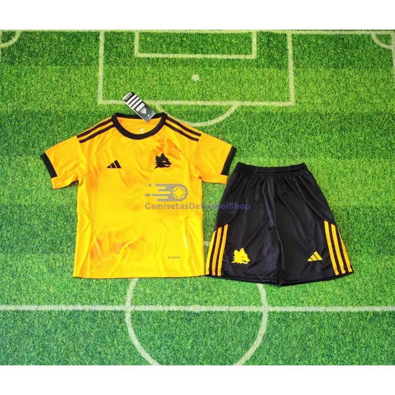 Camiseta AS Roma 2025/2026 2ª Equipación Naranja Niño Kit