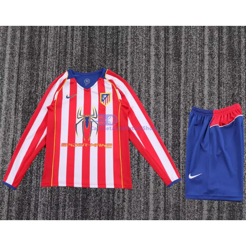 Camiseta Atlético de Madrid 2004/05 1ª Equipación Retro ML Rojo/Blanco Niño Kit