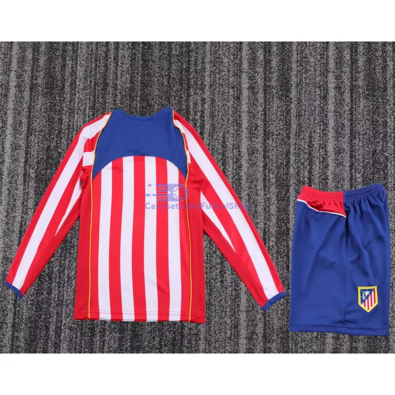 Camiseta Atlético de Madrid 2004/05 1ª Equipación Retro ML Rojo/Blanco Niño Kit