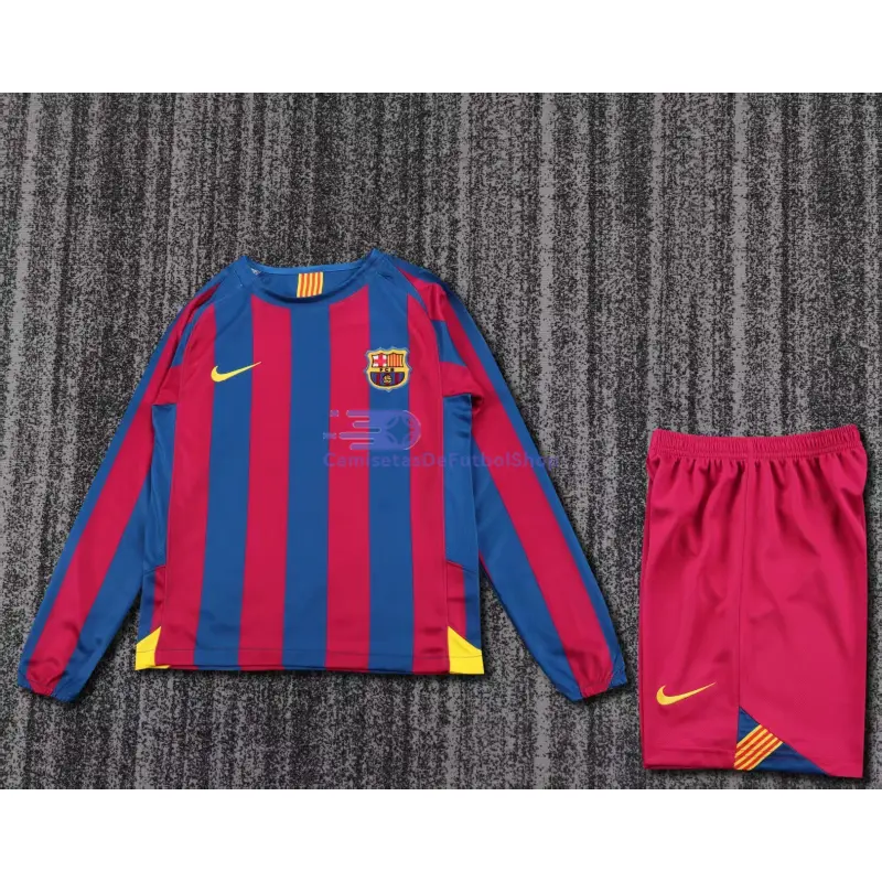 Camiseta Barcelona 2005/06 1ª Equipación Retro ML Rojo/Azul Niño Kit