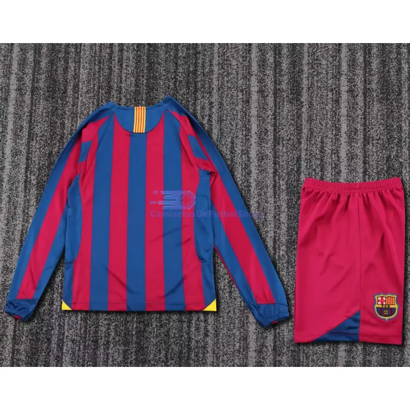 Camiseta Barcelona 2005/06 1ª Equipación Retro ML Rojo/Azul Niño Kit