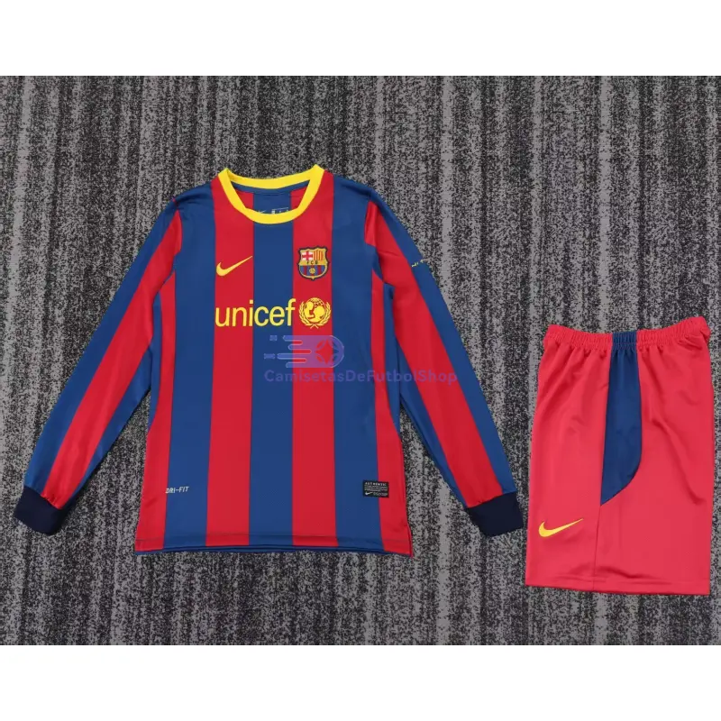 Camiseta Barcelona 2010/11 1ª Equipación Retro ML Rojo/Azul Niño Kit