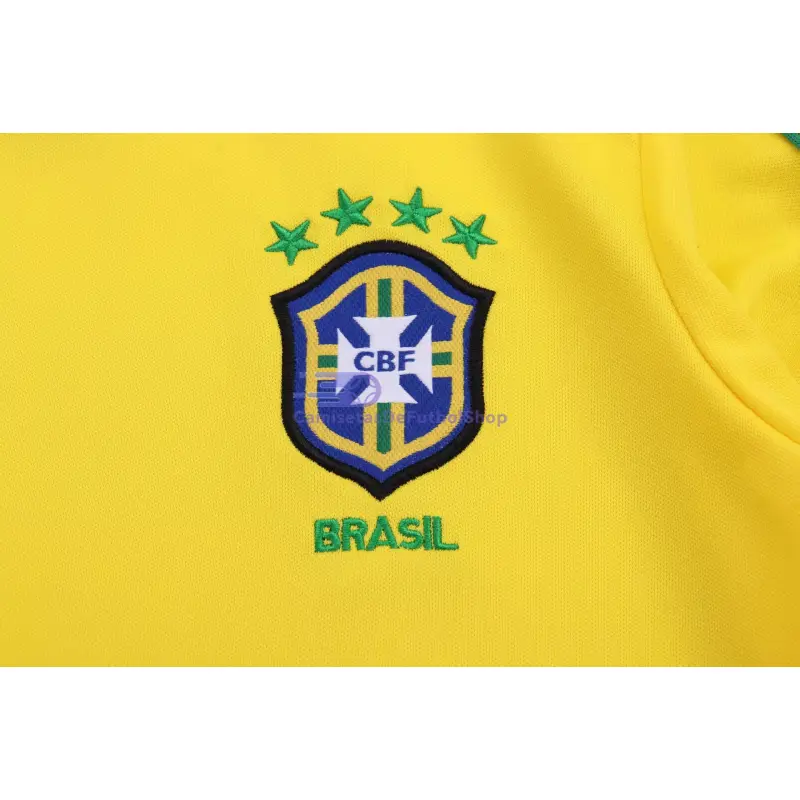Camiseta Brasil 1998 1ª Equipación Retro ML Amarillo Niño Kit