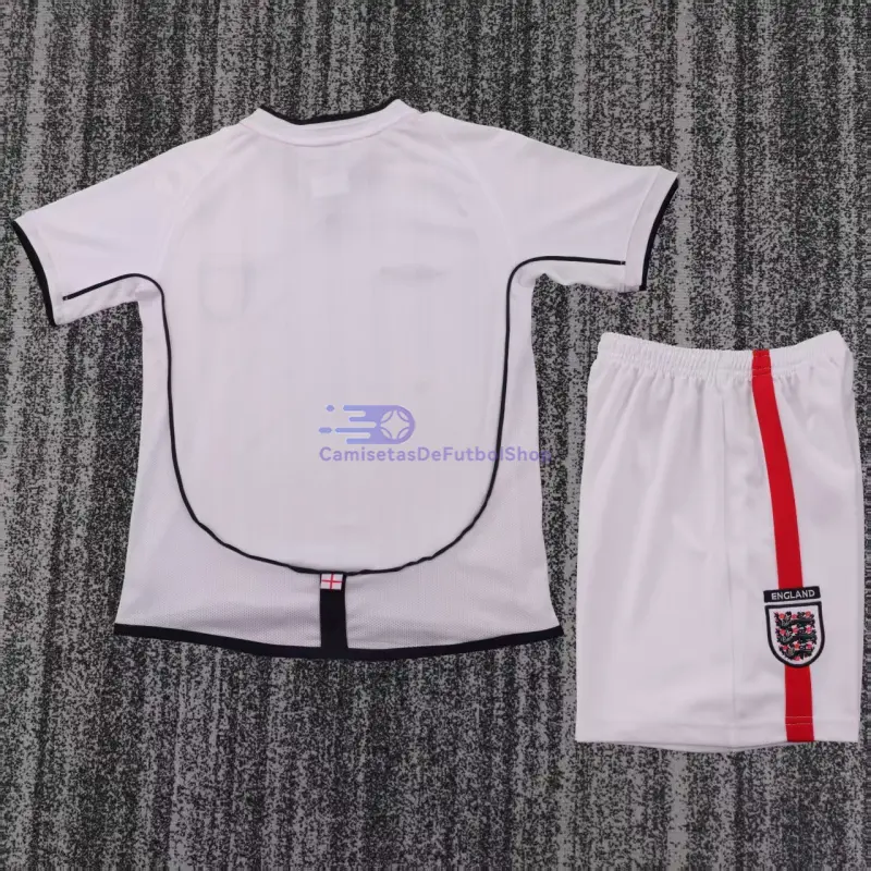 Camiseta Inglaterra 2002 1ª Equipación Retro Blanco Niño Kit