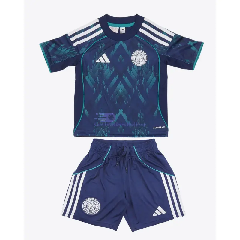 Camiseta Leicester City 2025/2026 2ª Equipación Azul Niño Kit